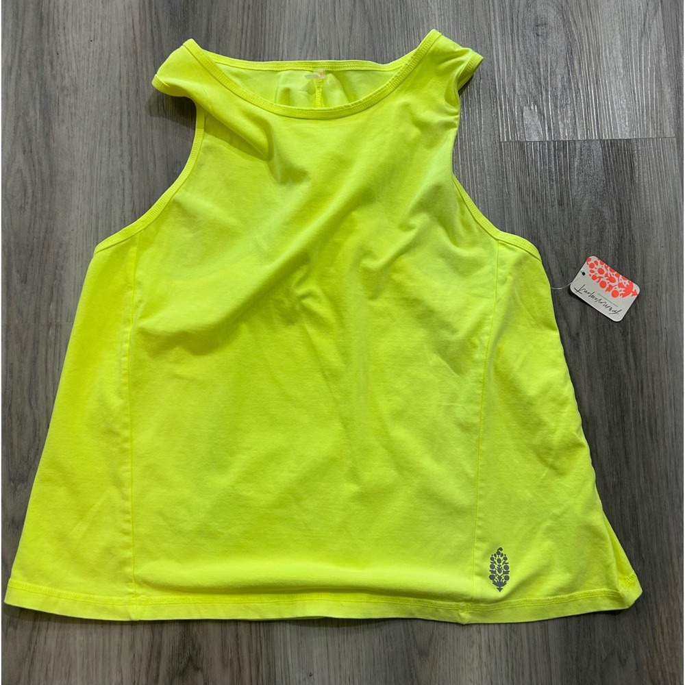 Free People Womens FP Movement Love Tank Cotton Blend M Neon Yellow Activewear